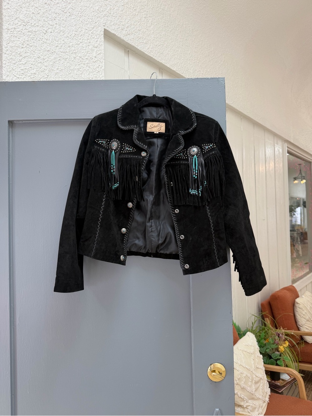 Scully genuine leather beaded jacket sz small